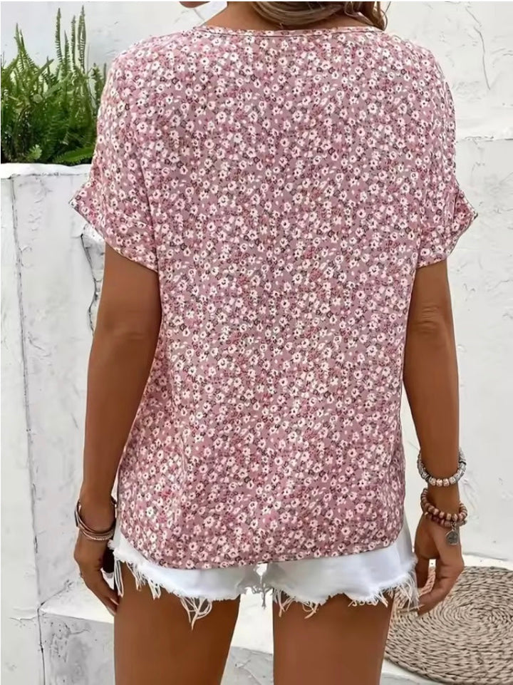 Brenda | Women's Floral Button-Front Top — Relaxed Fit