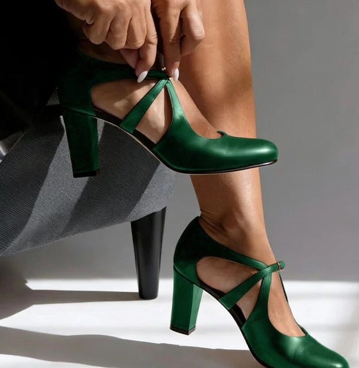Ashley | Elegant Genuine Leather Comfort Heels