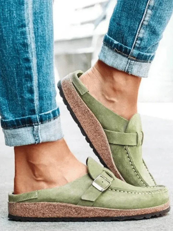 Valeria™ | Suede Buckle Comfort Clogs