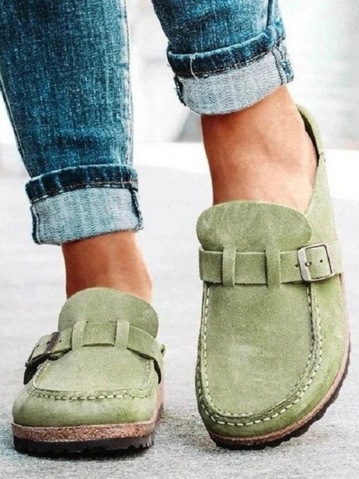 Valeria™ | Suede Buckle Comfort Clogs