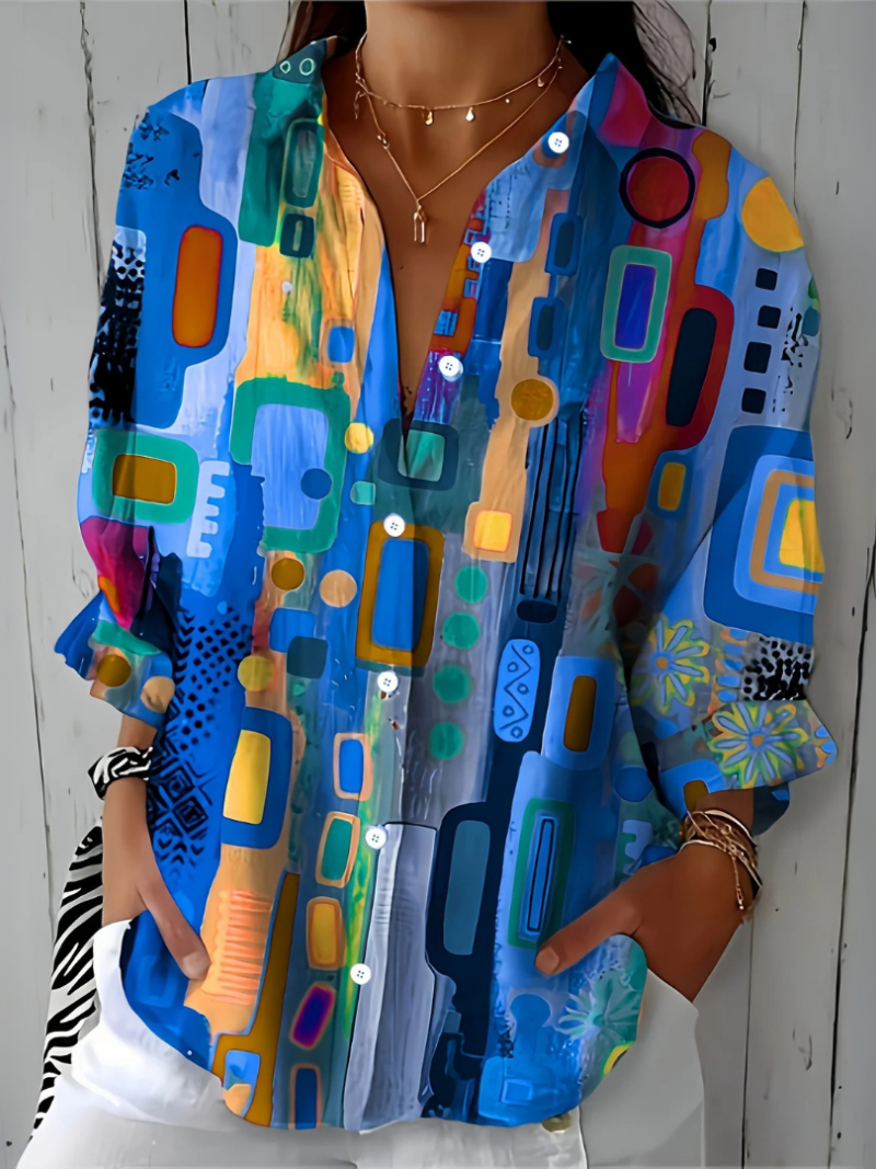 Bailey | Vibrant Artistic Button-Up Blouse