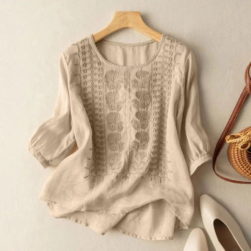 Aurora - Women's Embroidered Relaxed Blouse — Elegant Fit