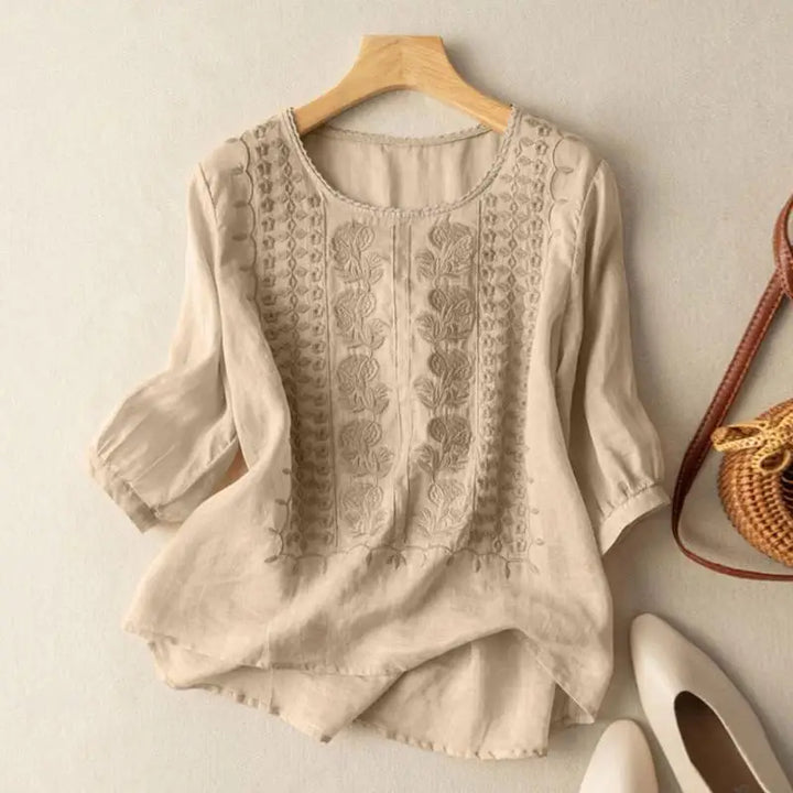 Aurora - Women's Embroidered Relaxed Blouse — Elegant Fit