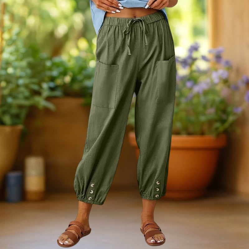 Ellie | Linen Wide-Leg Crop Trousers