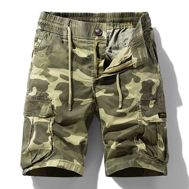 Mannen zomer nieuwe katoenen cargoshorts herenmode casual multi-zakken shorts broek elastische taille ademende joggers shorts mannelijk