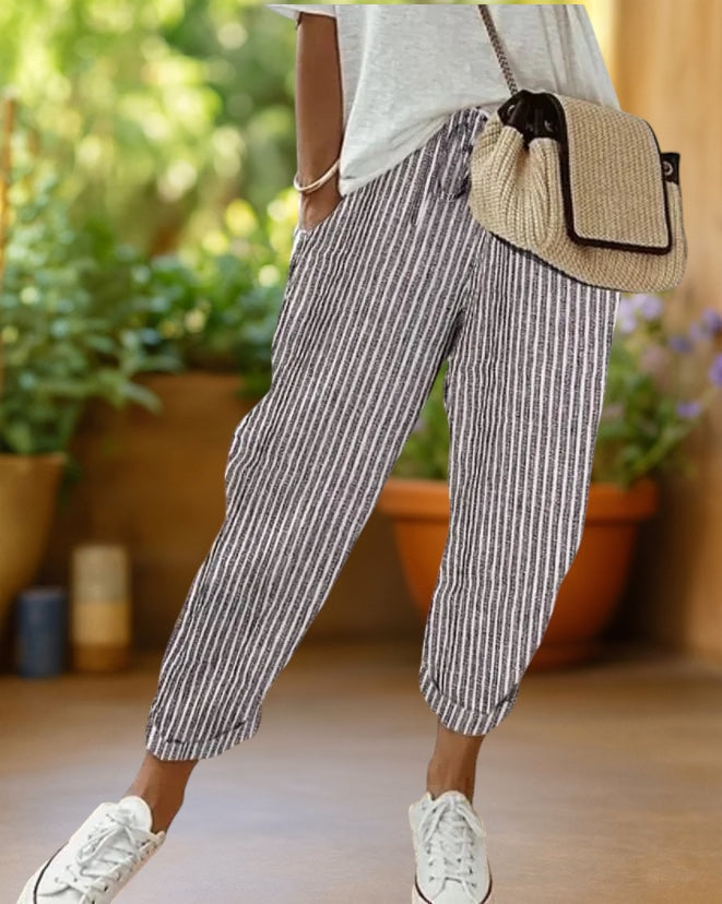 Nora | Stripe Drawstring Trousers