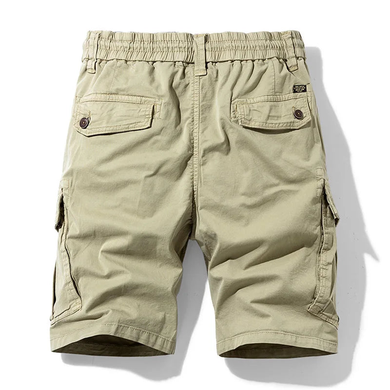 Mannen zomer nieuwe katoenen cargoshorts herenmode casual multi-zakken shorts broek elastische taille ademende joggers shorts mannelijk