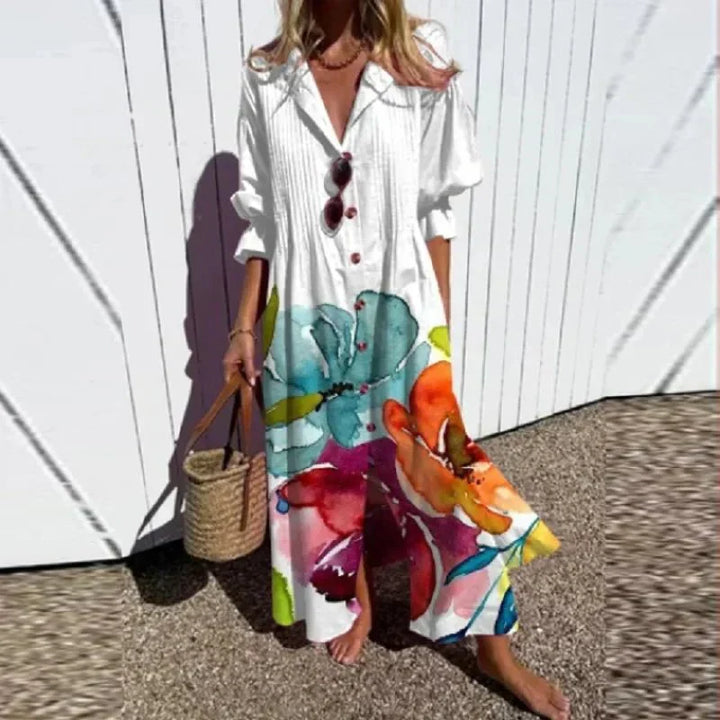 Rimmey | Women's Boho Maxi Dress — Flowy V-Neck Style