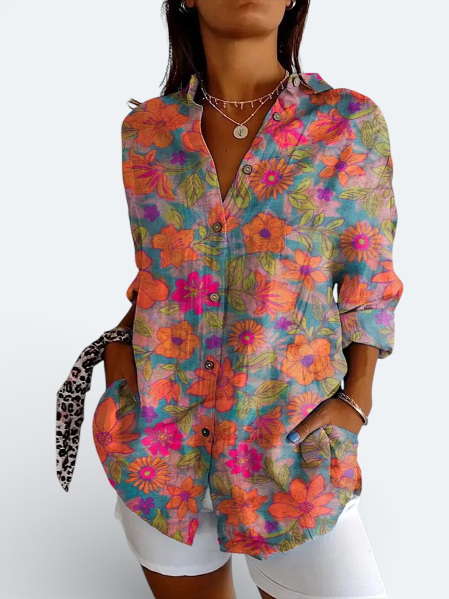 Jasmine | Vibrant Artistic Button-Up Blouse