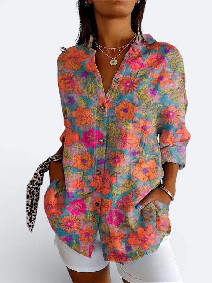 Jasmine | Vibrant Artistic Button-Up Blouse