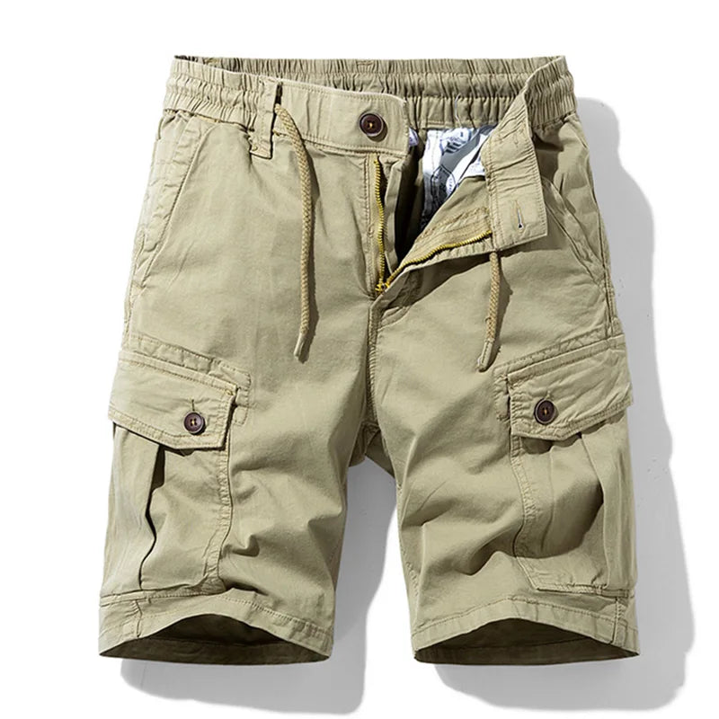 Mannen zomer nieuwe katoenen cargoshorts herenmode casual multi-zakken shorts broek elastische taille ademende joggers shorts mannelijk