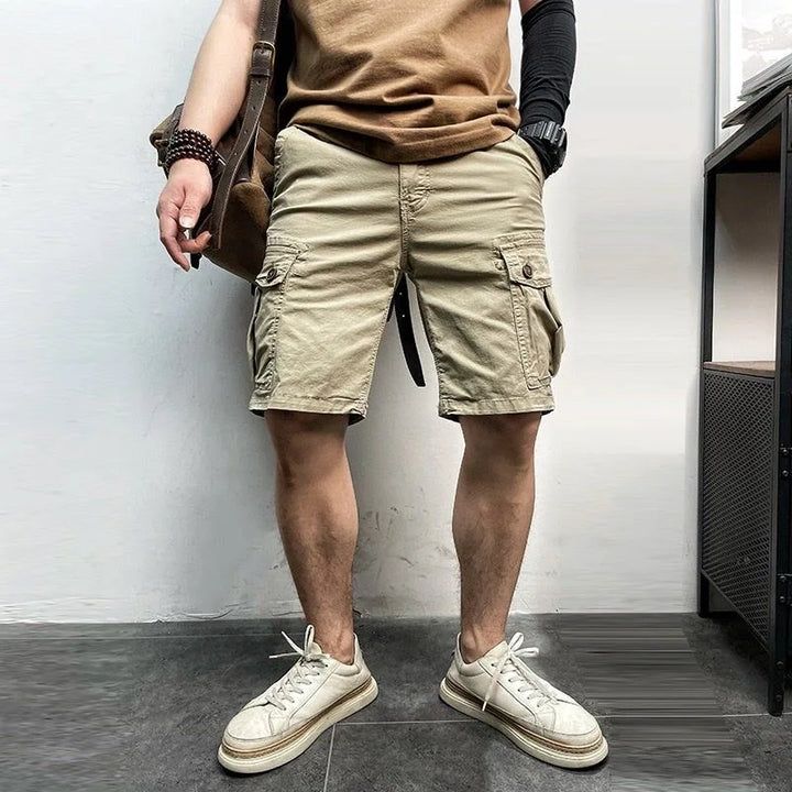 Mannen zomer nieuwe katoenen cargoshorts herenmode casual multi-zakken shorts broek elastische taille ademende joggers shorts mannelijk