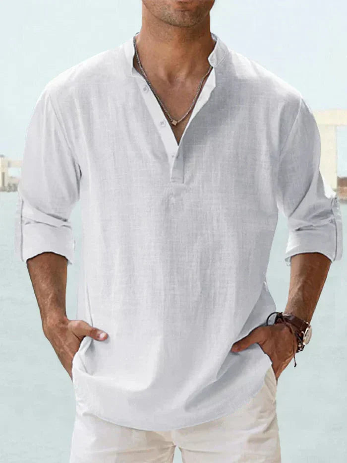 Joshua | Long Sleeve Cotton-Linen Shirt
