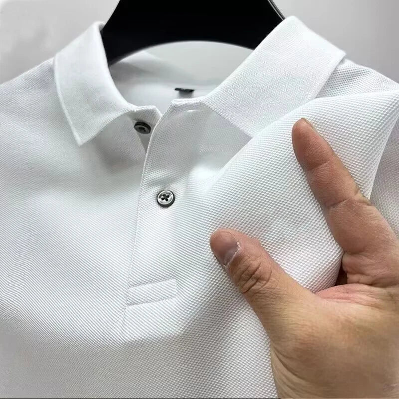 2025 Hot Sale Heren Zomer Casual Ademend Comfortabel Poloshirt Heren Effen Kleur Hoge Kwaliteit Korte Mouw T-shirt