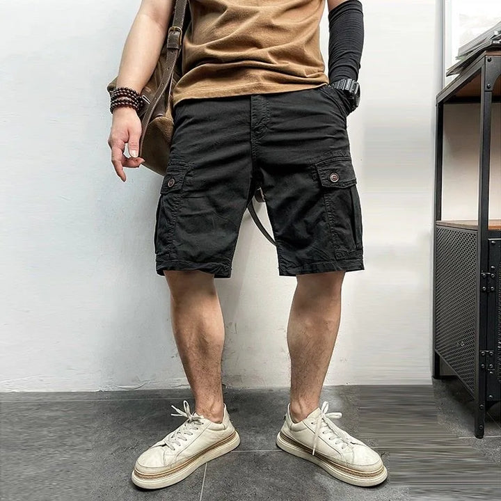 Mannen zomer nieuwe katoenen cargoshorts herenmode casual multi-zakken shorts broek elastische taille ademende joggers shorts mannelijk