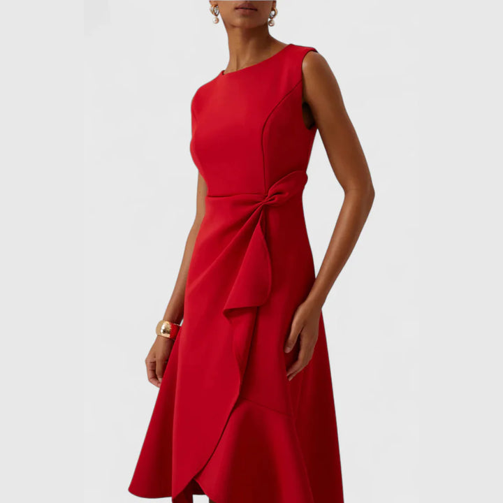 Nana | Draped Asymmetric Midi Dress