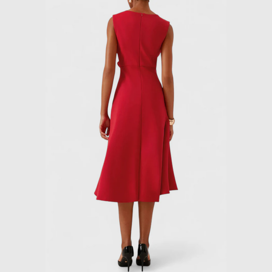 Eliana | Draped Asymmetric Midi Dress