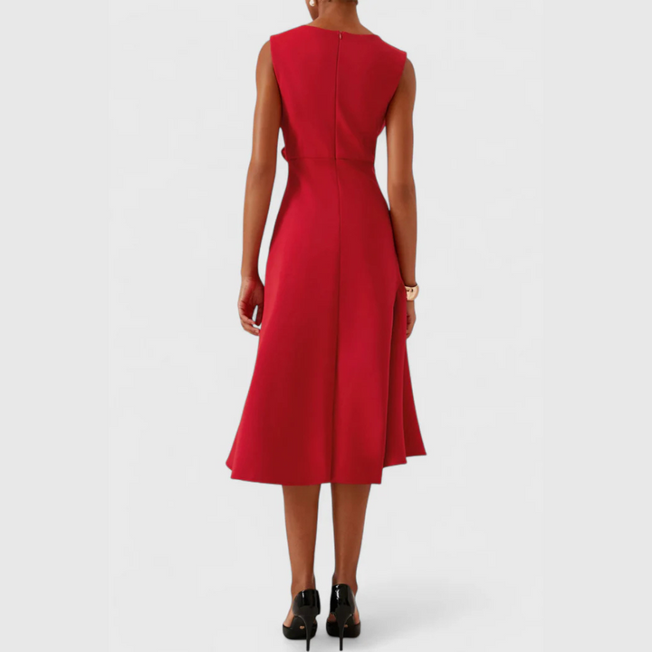 Eliana | Draped Asymmetric Midi Dress