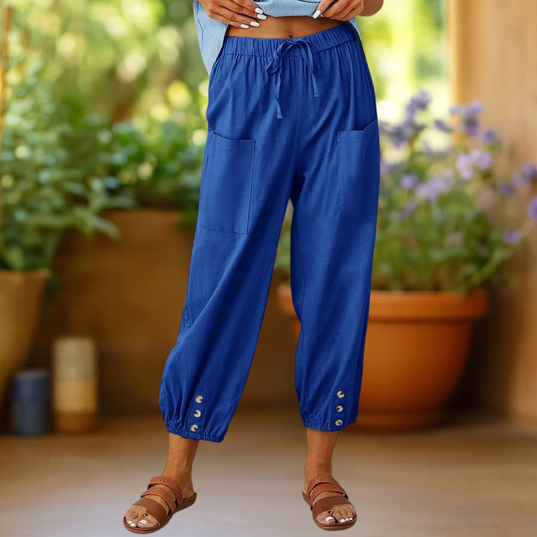 Ellie | Linen Wide-Leg Crop Trousers