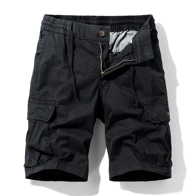 Mannen zomer nieuwe katoenen cargoshorts herenmode casual multi-zakken shorts broek elastische taille ademende joggers shorts mannelijk