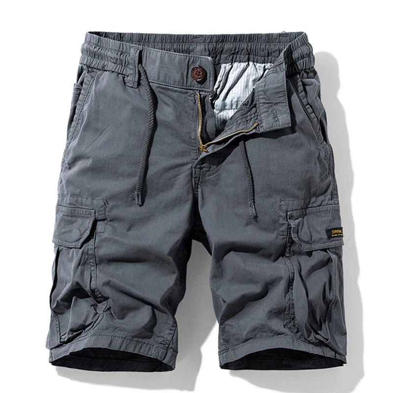 Mannen zomer nieuwe katoenen cargoshorts herenmode casual multi-zakken shorts broek elastische taille ademende joggers shorts mannelijk