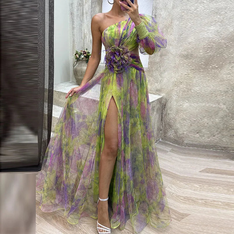 Maureen | Women's Flowy Maxi Dress — Multicolor Elegance