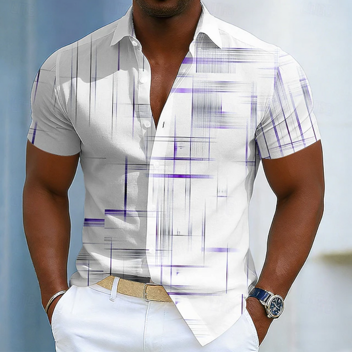 James | Short Sleeve Button Geometric Shirt