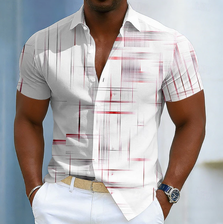 James | Short Sleeve Button Geometric Shirt