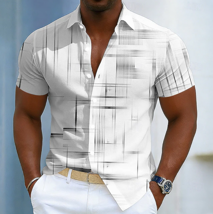 James | Short Sleeve Button Geometric Shirt