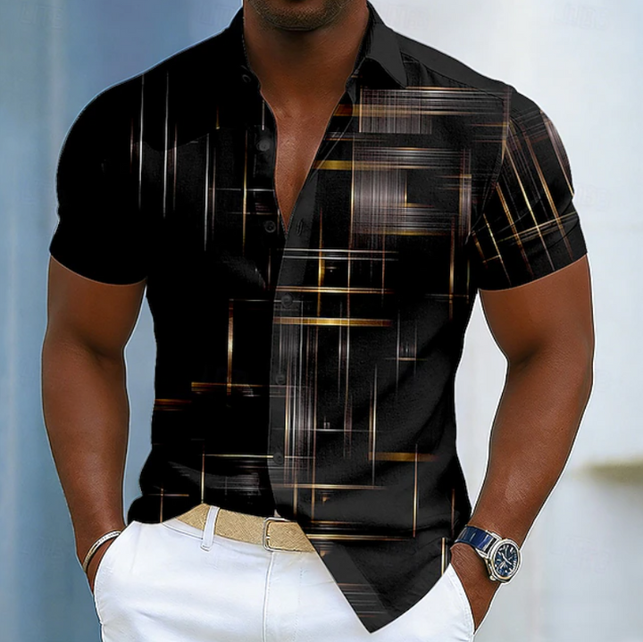 James | Short Sleeve Button Geometric Shirt