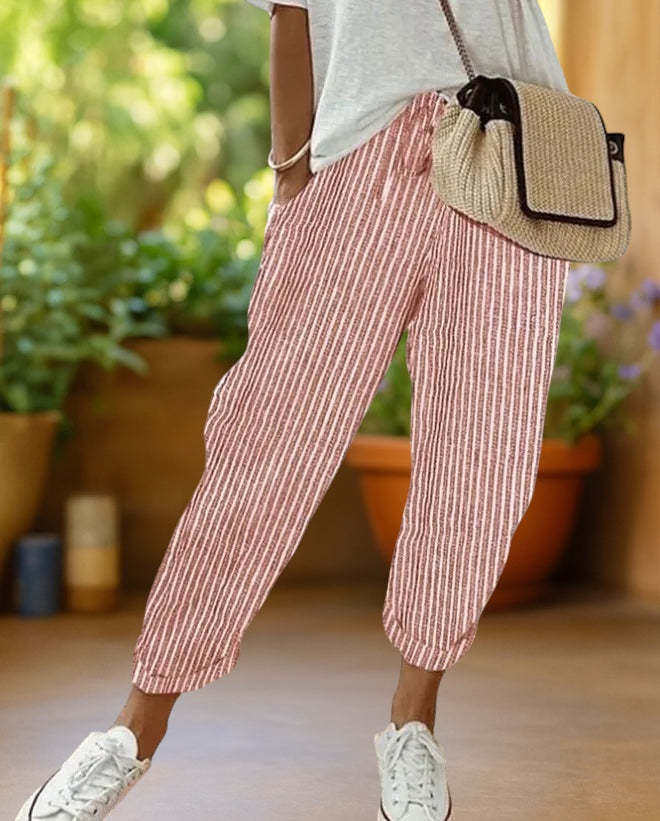 Nora | Stripe Drawstring Trousers