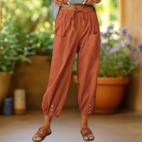 Ellie | Linen Wide-Leg Crop Trousers