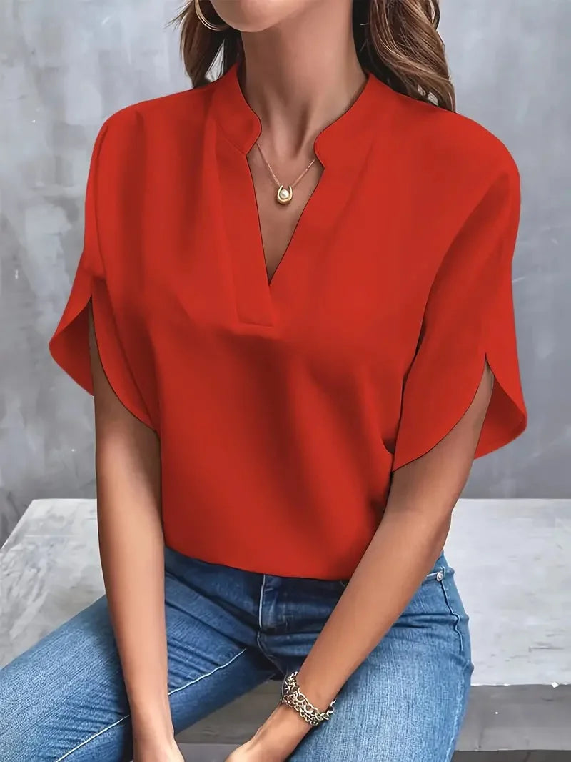 Alice | Women's Elegant V-Neck Blouse — Relaxed Fit