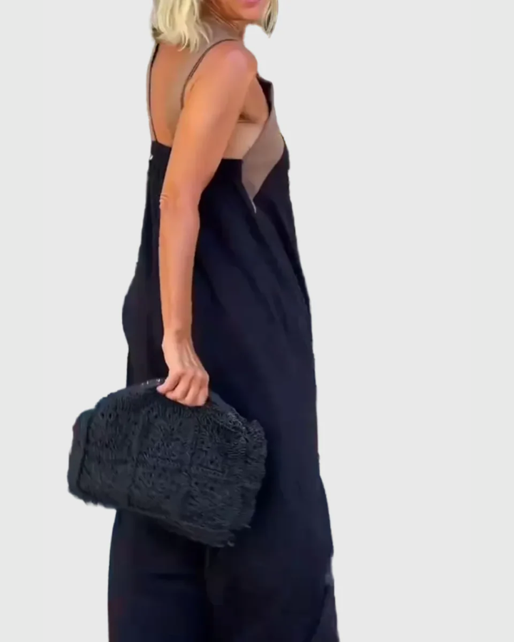 Elena | Women's Flowing Maxi Dress — Elegant Cross-Neck