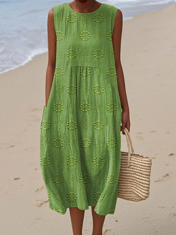 Rose™ | Women's Embroidered Midi Dress — Relaxed Floral
