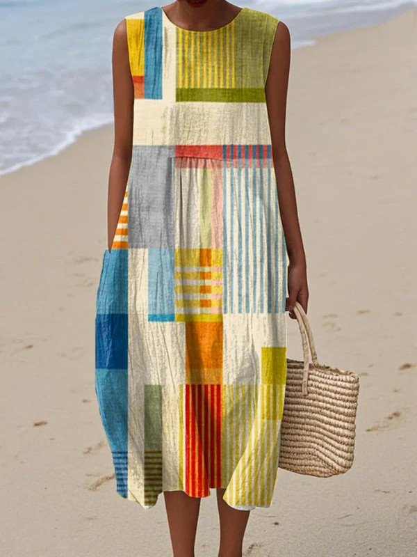 Eve™ | Women's Geometric Midi Dress — Relaxed Fit