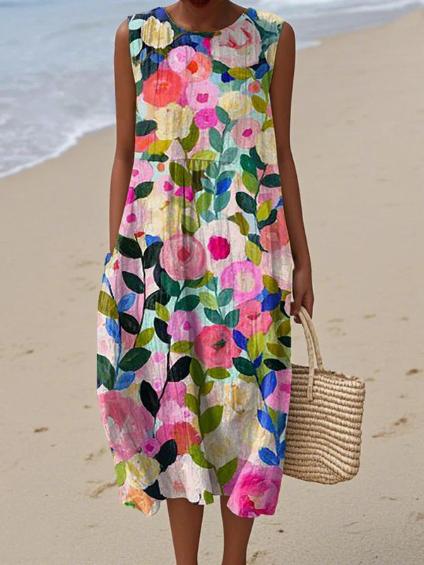 Ava™ | Women's Floral Midi Dress — Relaxed Fit