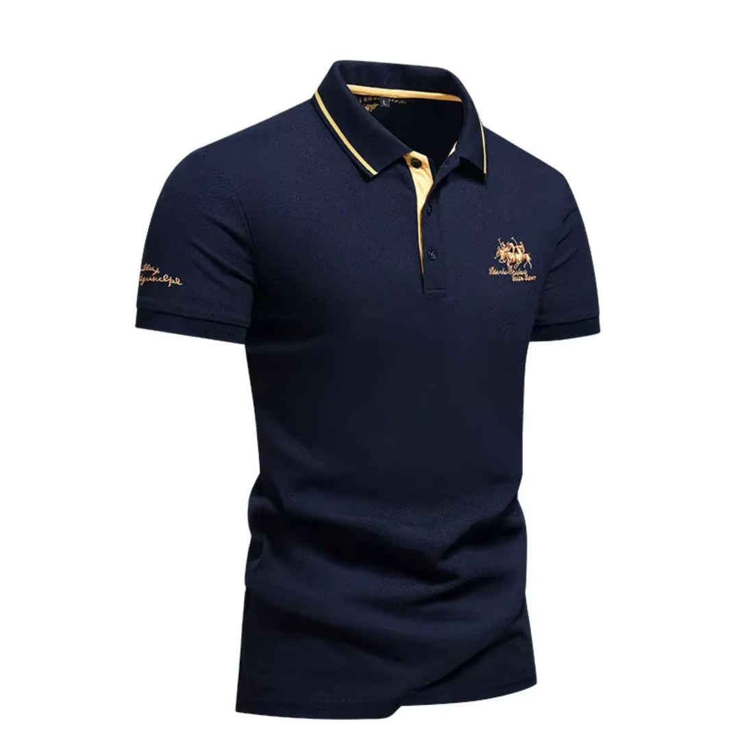 Flynn | Men's Embroidered Contrast Collar Polo Shirt