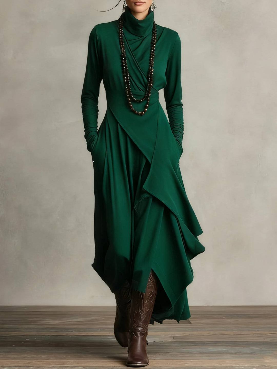 Sierra | Women's High Neck Flowing Maxi Dress — Elegant