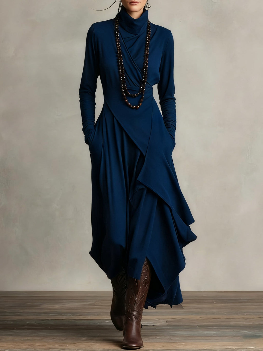 Sierra | Women's High Neck Flowing Maxi Dress — Elegant