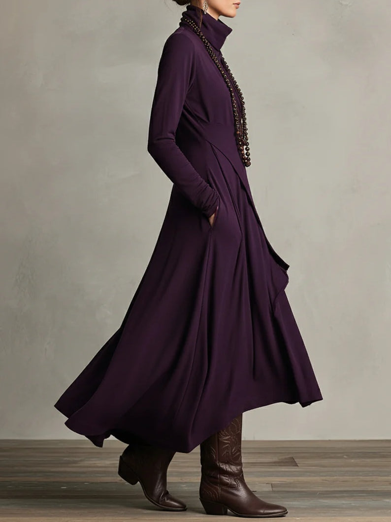 Sierra | Women's High Neck Flowing Maxi Dress — Elegant
