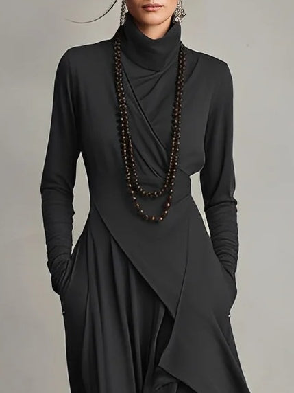 Sierra | Women's High Neck Flowing Maxi Dress — Elegant