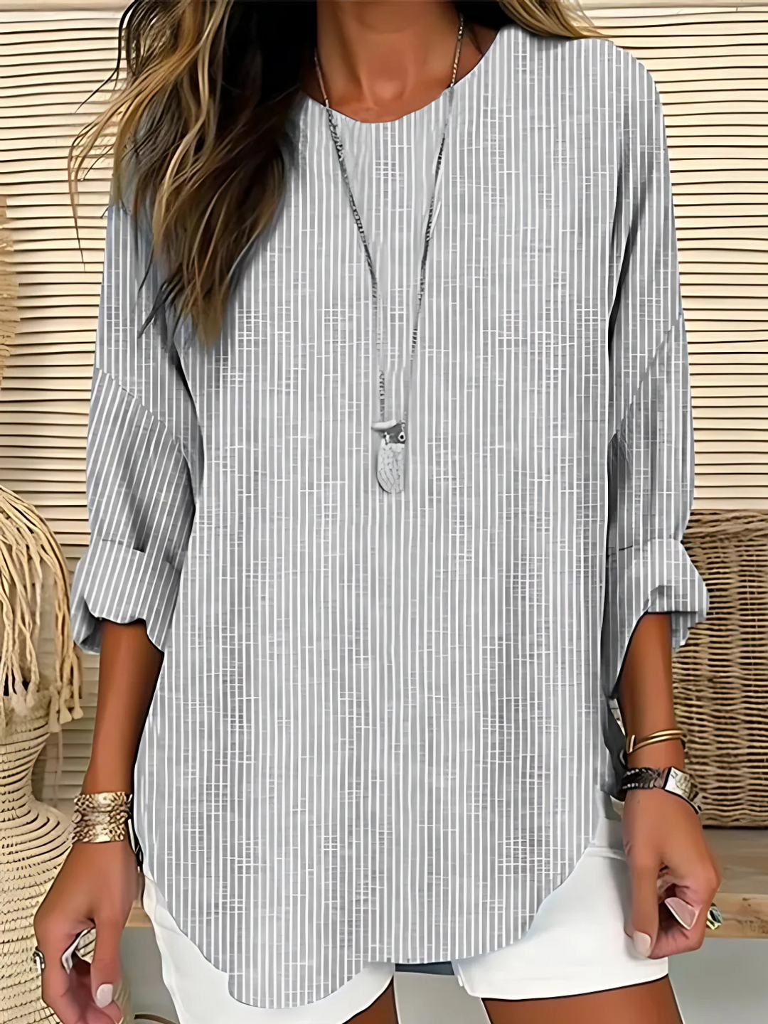 Rhea | Women's Striped Casual Blouse — Relaxed Everyday Fit