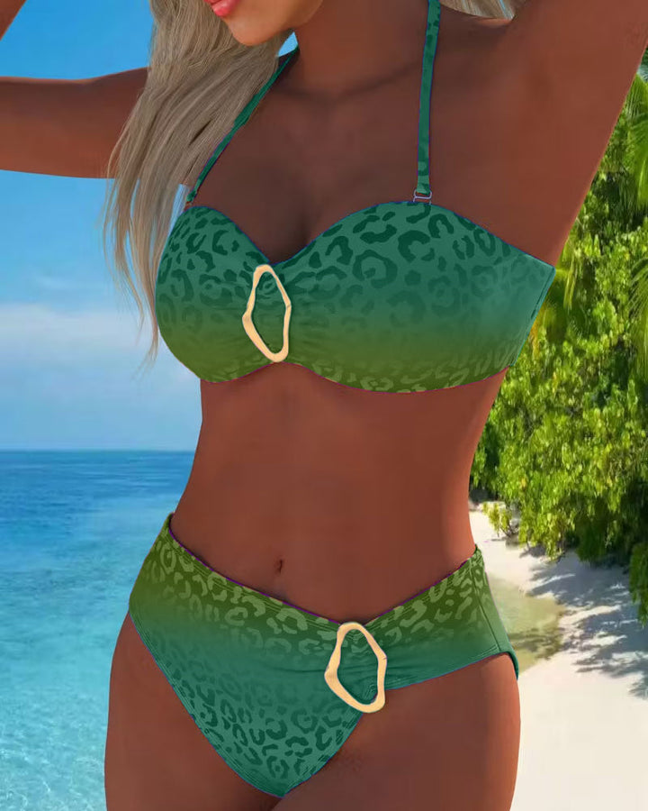 Lily | Halter Neck Leopard Print Gradient Swimsuit