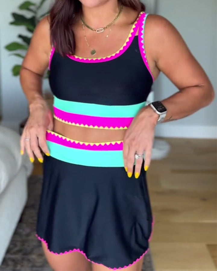 Emily | Elegant Three-Piece Color Block Swimsuit