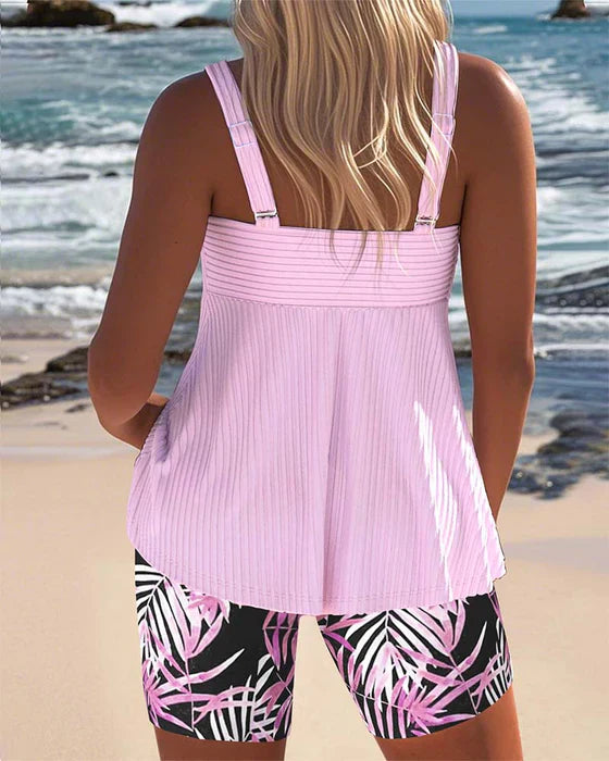 Laura | Bright Ribbed Tankini Shorts