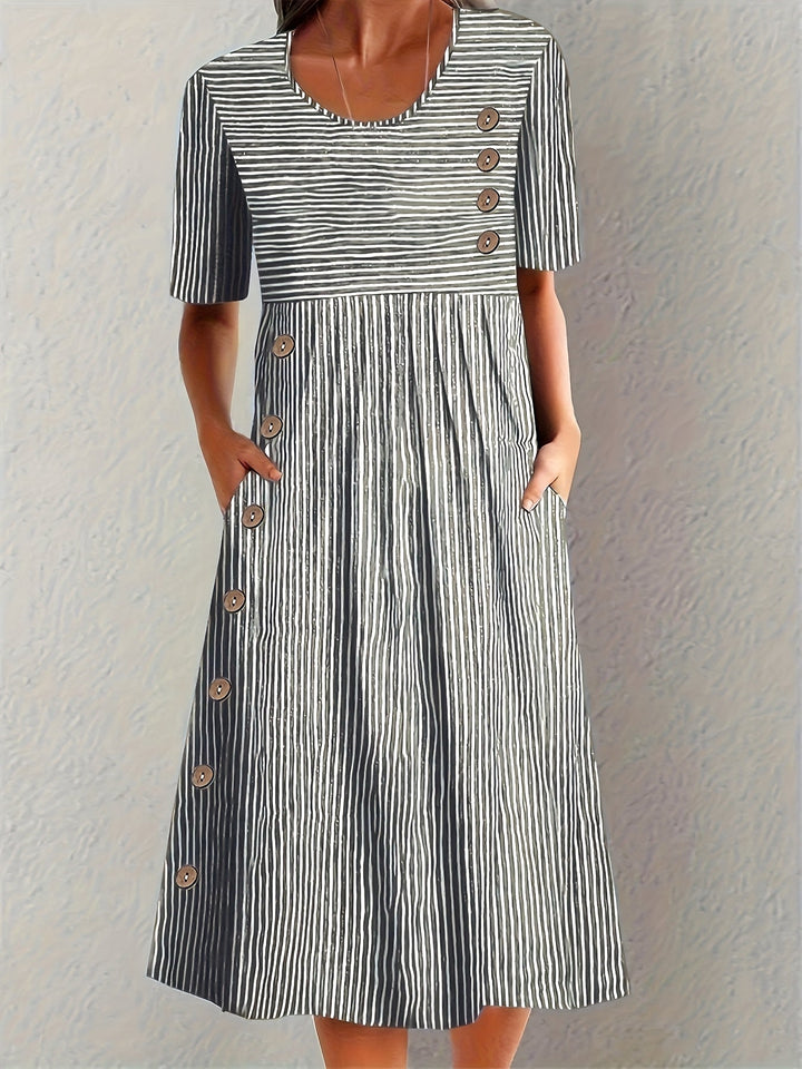 Lillian | Women's Striped Midi Dress — Relaxed Summer Fit