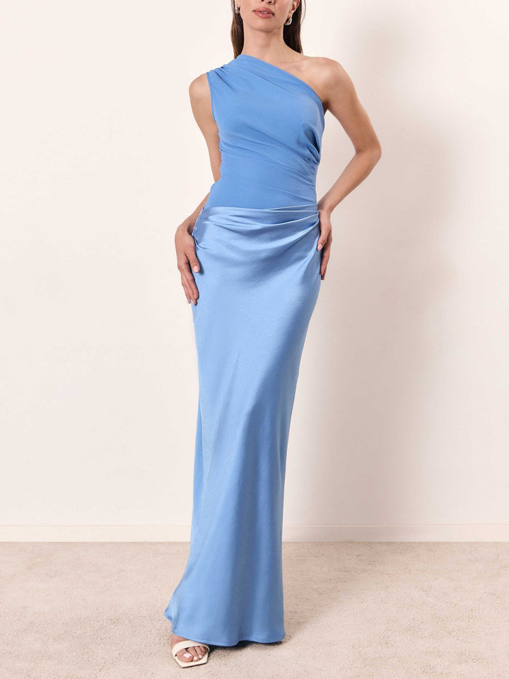 Nora | Elegant One-Shoulder Pleated Party Maxi Dress