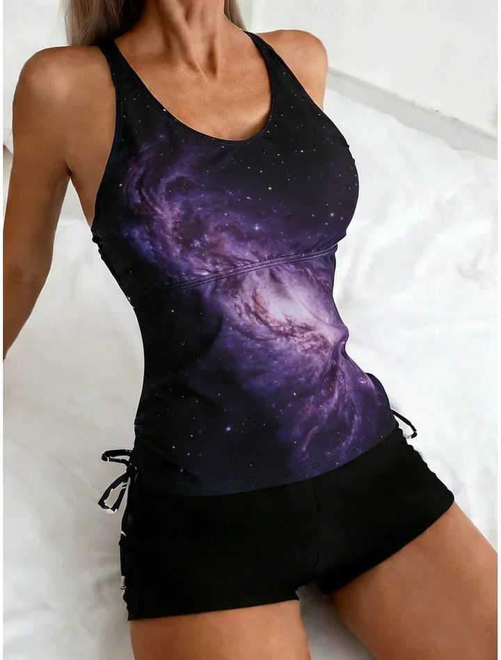 Celeste™ | Galaxy Print Tummy Coverage Tankini