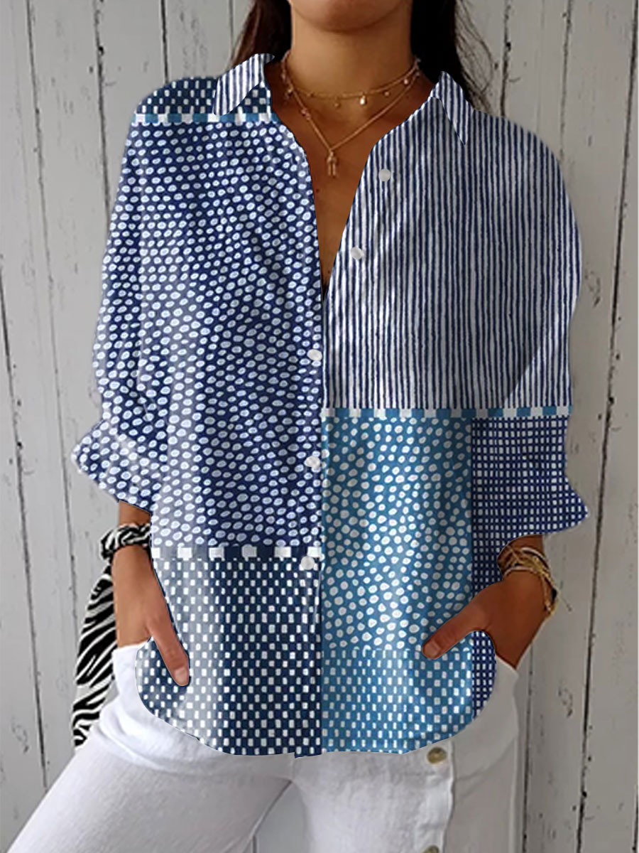 Elizabeth | Ocean Patchwork Blouse